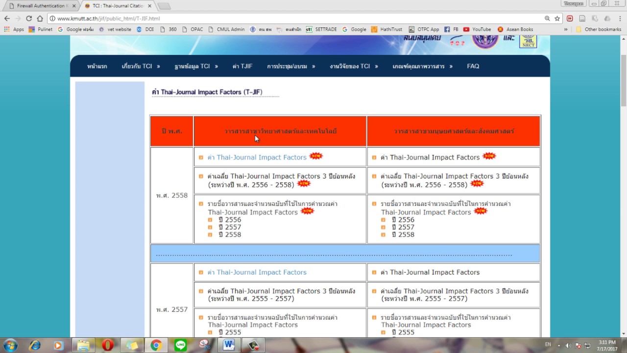 TCI การสืบค้นค่า thai journal impact factor