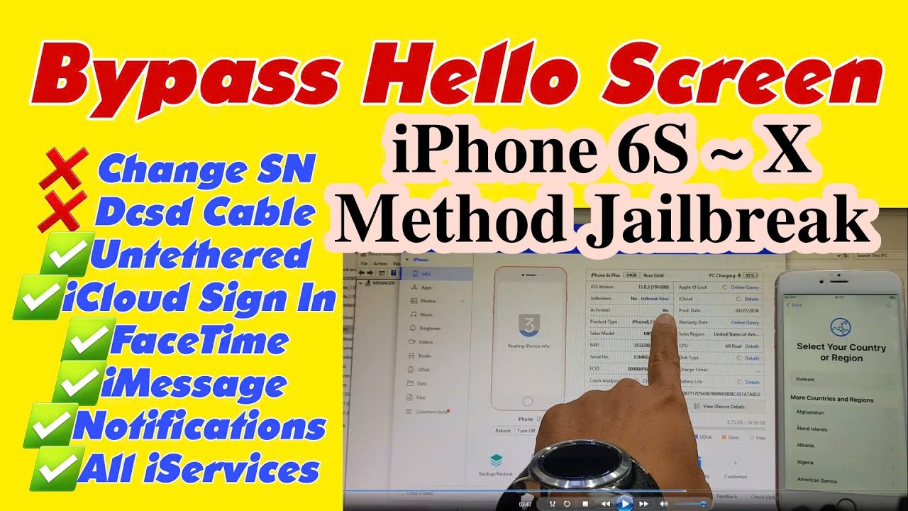 [NO CHANGE SN] iPhone Hello Screen Bypass | iOS 15 ~ 18 | Full ...