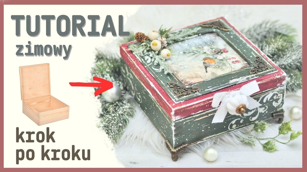 Pudełko zimowe z ptaszkiem i spękaniami No. 943