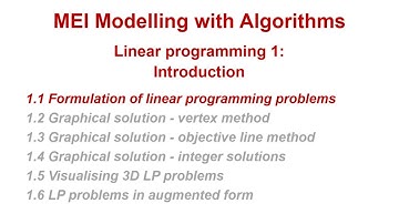 MEI Modelling with Algorithms: Linear programming 1-1