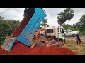 Bulldozer Loading Truck | Dump Truck, รถดั๊มพ์,รถปราบดิน,덤프 트럭, 불도저 | Dump truck & Bulldozer working