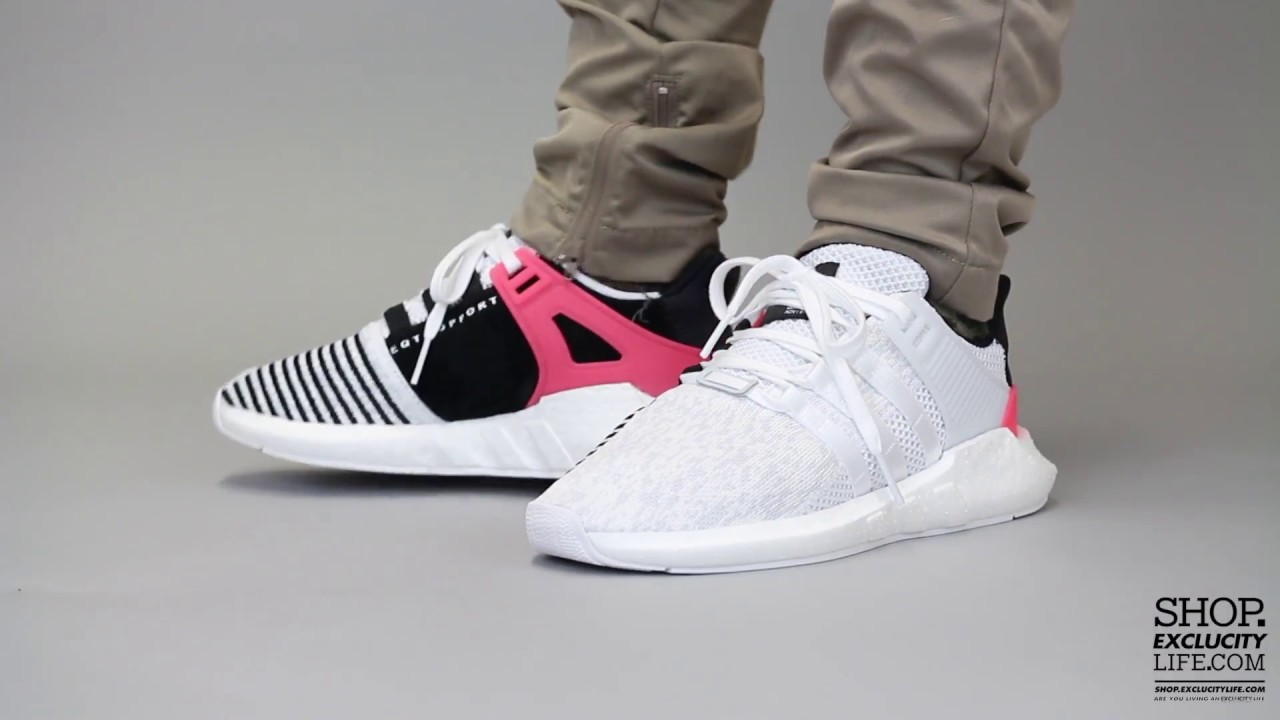 Adidas EQT Support 93/17 White Turbo Red On feet Video at Exclucity - YouTube