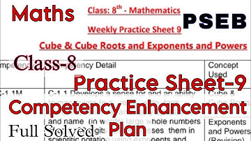 Solved Maths Practice Sheet-9/Class-8/Competency Enhancement plan/PSEB/@PSEBEDUCATE  #pseb