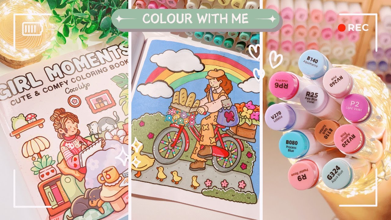 Color with Me: Biking Girl | Coco Wyo: Girl Moments Coloring Book | Ohuhu Markers | ASMR + Music