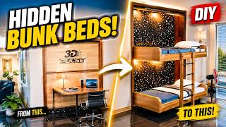 Hidden Wall-to-Bunk Beds Transformation | Smart Space-Saving Furniture Design