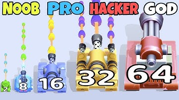 NOOB vs PRO vs HACKER vs GOD in MERGE TANK RUN 2048
