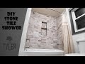 DIY Tile Shower |Tub Insert to Stone Tile Wall Shower