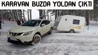 KARAVAN BUZDA YOLDAN ÇIKTI & KOCAYAYLA KAR KAMPI & KARAVAN KIŞ KAMPI & CARAVAN WINTER CAMPING