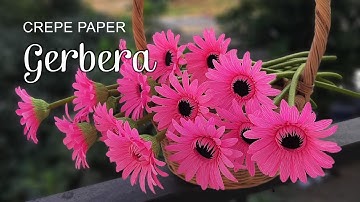 Cách làm hoa đồng tiền bằng giấy nhún | How to make Gerbera flower by crepe paper | Góc nhỏ Handmade