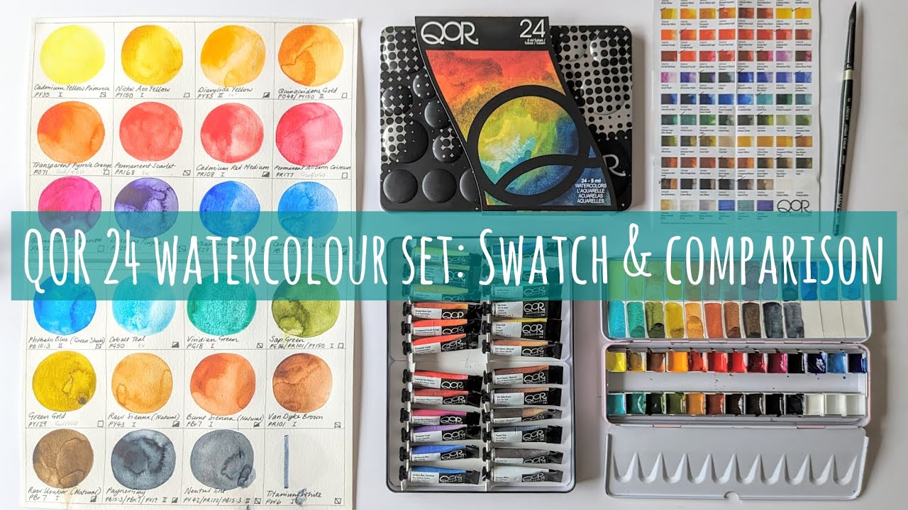 QoR by Golden 24 Watercolour Paint Tube Set: Unboxing, Swatch, Review &  Comparison 