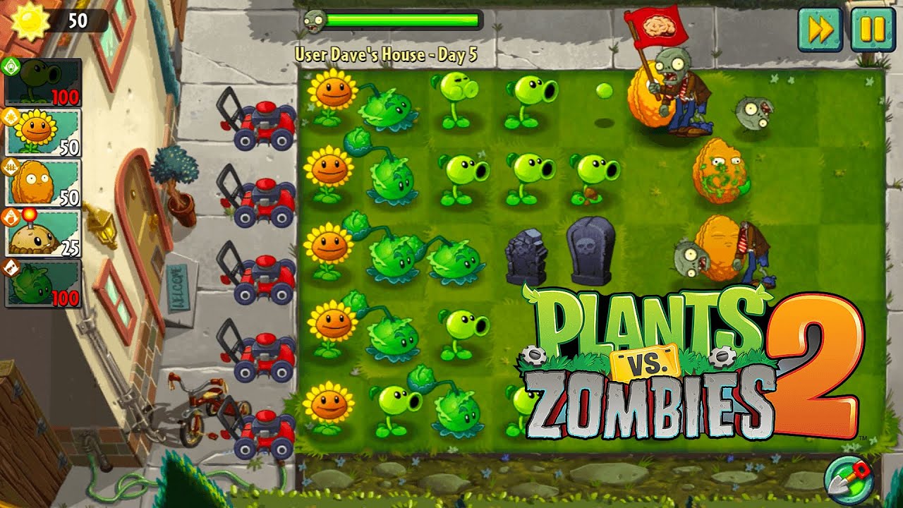 Gameplay video of Plants vs. Zombies 2