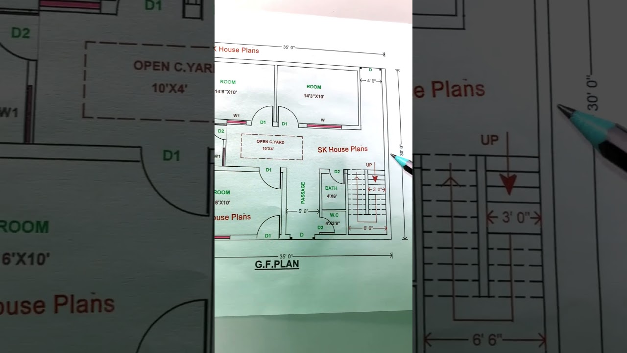 35 X 30 House Plan With 3 Rooms | 1050 sqft | 117 Gaj | SK House Plans 2 April 2025 | (S No 2852)