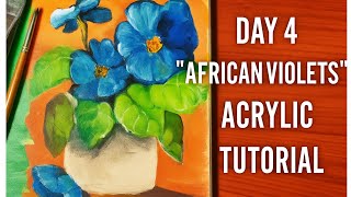 4-Day Acrylic Flower Challenge β Day 3: African Violets | 10-Minute Relaxing Acrylic Painting