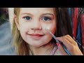 Peinture raliste  lhuile sur bois  portrait dune fillette  bb  enfant par isabelle richard