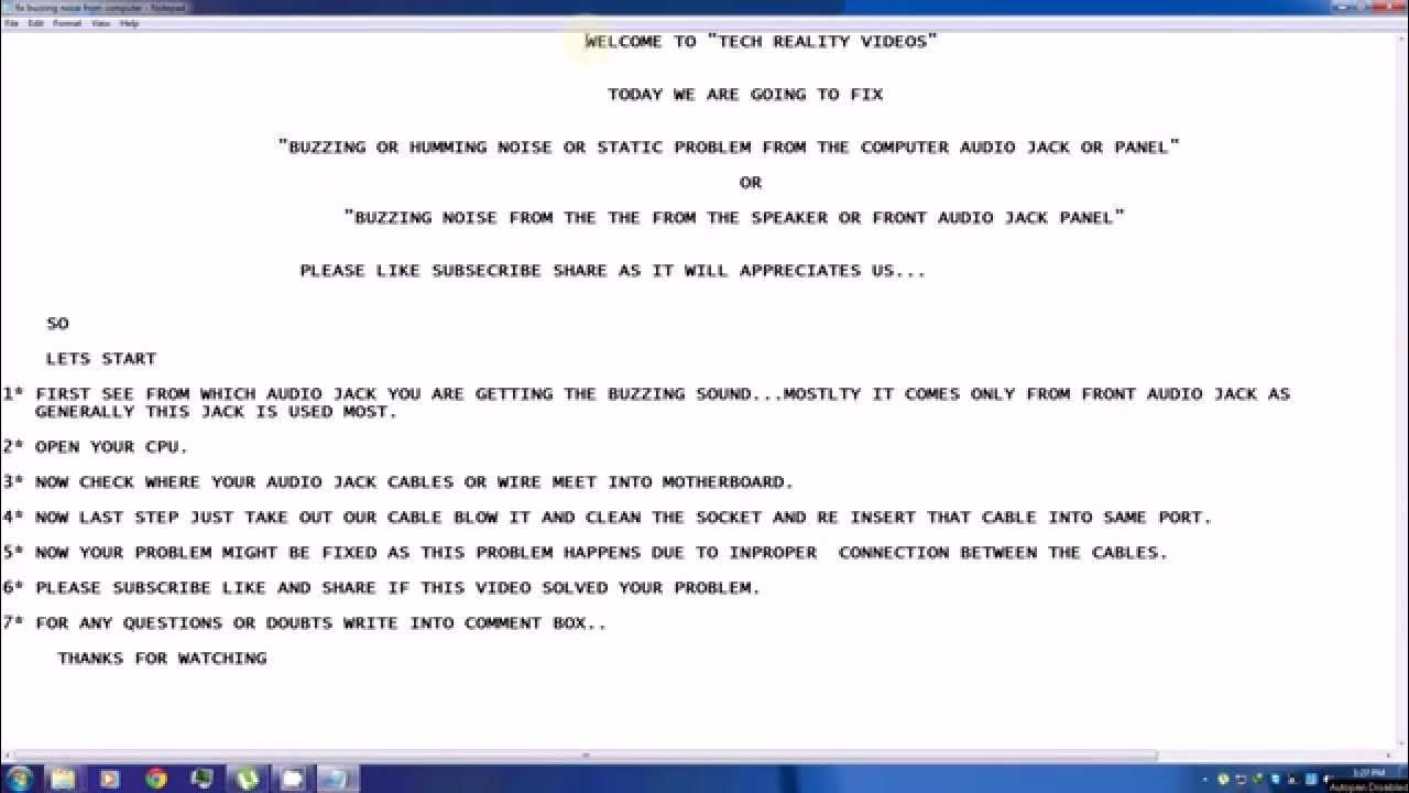 FIX BUZZING, HUMMING, STATIC, NOISE, SOUND PROBLEM FROM COMPUTER PC