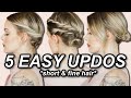 FIVE UPDOS FOR SHORT FINE HAIR *easy no-braid braids & updos* // @ImMalloryBrooke