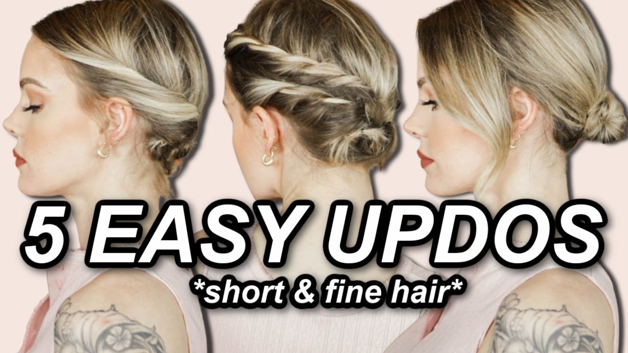 EASY UPDOS FOR SHORT, FINE HAIR *five beautiful no-braid braids & updos* //  @ImMalloryBrooke - YouTube