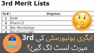 Latest news about 3rd Merit List of Agriculture University FSD 2020|UAF 3rd merit list Kab lage gi?