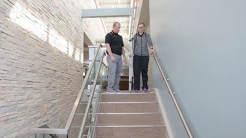 Crutch use: Descending stairs with a handrail
