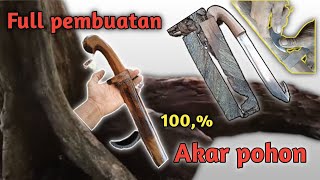 Membuat gagang sarung golok dari akar pohon. kreatif. Rusdi kusrak