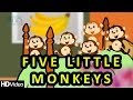 Five little monkeys jumping on the bed nursery rhyme  cartoon animation rhymes songs for children