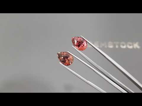 Pair of 6.09 carat rubellite tourmalines in pear cut, Nigeria Video  № 2