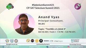 #SeleniumSummit21​ - "TestNG v/s JUnit 5" by Anand Vyas