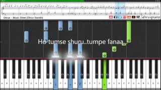 ♫ Gerua (Dilwale) Arijit Singh & SRK || Piano Tutorial + Sheet Music + MIDI with Lyrics chords