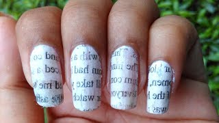 Newspaper Print Nail ART Without Alcohol - YouTube