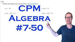 CPM Algebra Chapter 7 Problem 50
