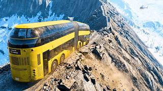 BUS vs SNOWY MOUNTAIN TRAIL #11 - Will They be Able to Cross? | BeamNG.drive screenshot 5