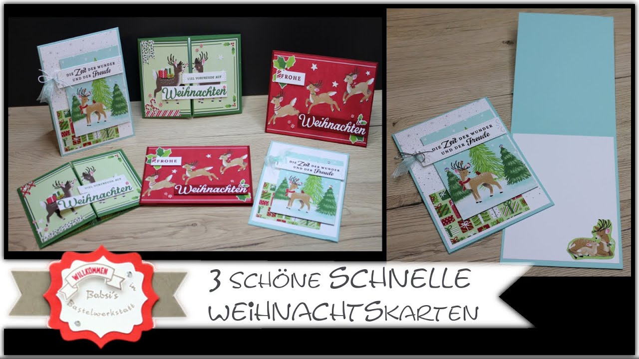 3 Schnelle schöne Weihnachtskarten - Weihnachtskarte basteln - einfach