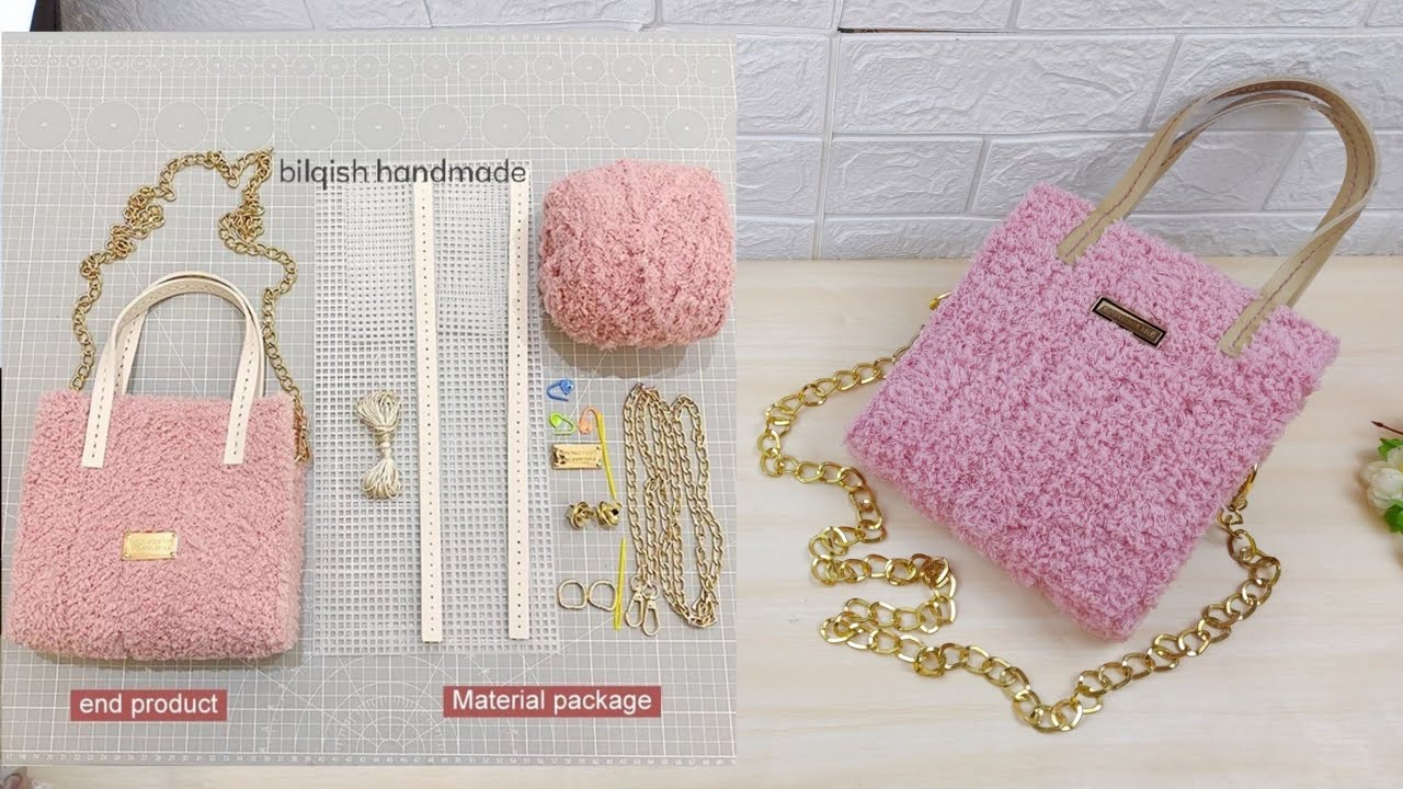 DIY making PLASTIC CANVAS BAG KIT from Shopee #plasticcanvasbag #diybags 