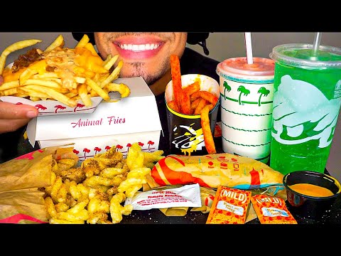 ASMR TACO BELL VS IN-N-OUT BURGER NACHO CHEESY FRIES CINNAMON TWIST MUKBANG FAST FOOD EATING