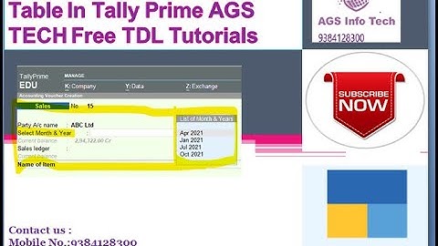 T14  How to Create list or Table In Tally Prime AGS TECH Free TDL Tutorials  TallyTDL TallySoftwares
