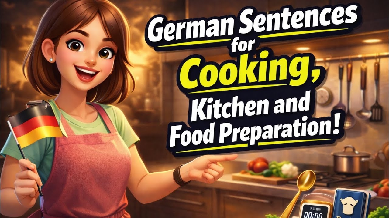 German Sentences for Cooking, Kitchen and Food Preparation | Kochen, Küche & Essenszubereitung🇩🇪👍🏻🇩🇪
