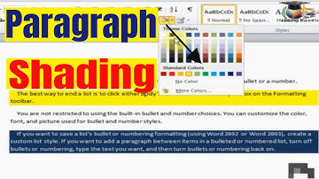 How to use shading in Microsoft Word 2010 in Urdu/Hindi
