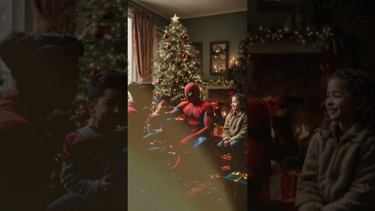 superheroes celebrated Christmas with family 