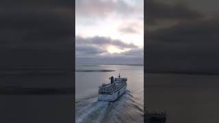 Sunrise over calm waters with Ferry #shorts #shortvideo #nature #travel #ocean #ferry #nature