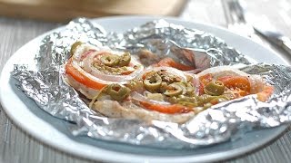 Filete de pescado empapelado a la veracruzana