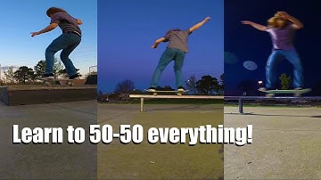 How to frontside 50 50 a box, square rail, and round rail