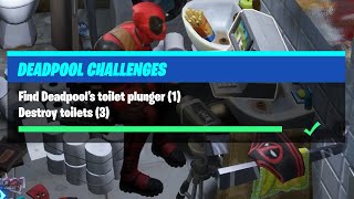 Find deadpool's toilet plunger (1) & destroy toilets (3) all locations
guide - fortnite chapter 2 season deadpool challenge week 3. video
quality i...