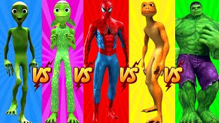 dance challenge dame tu cosita vs spiderman vs hulk vs me kemaste 👽 Alien Green dance challenge 👽