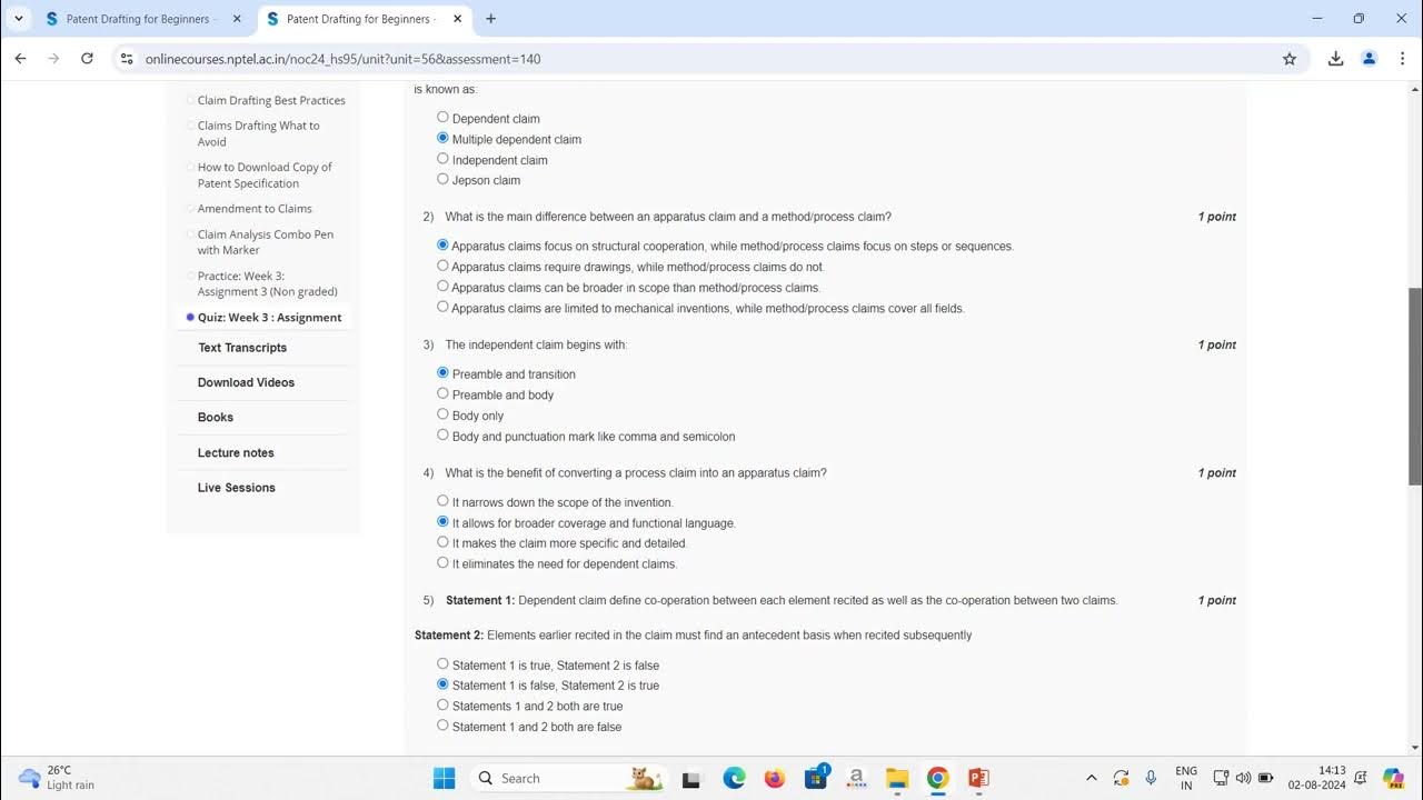 Assignment 3 patent drafting for beginners nptel youtube