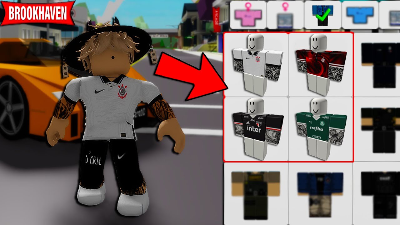 COMO colocar CAMISAS DE TIME no BROOKHAVEN RP *Id de roupas* Roblox 