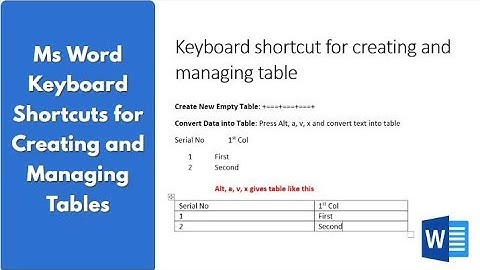 Hidden shortcut to create table, navigate table, add, delete and move row & column in Ms Word[2019]