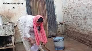 New Vlog In White Dress Stani Village Girl Floor Cleaning