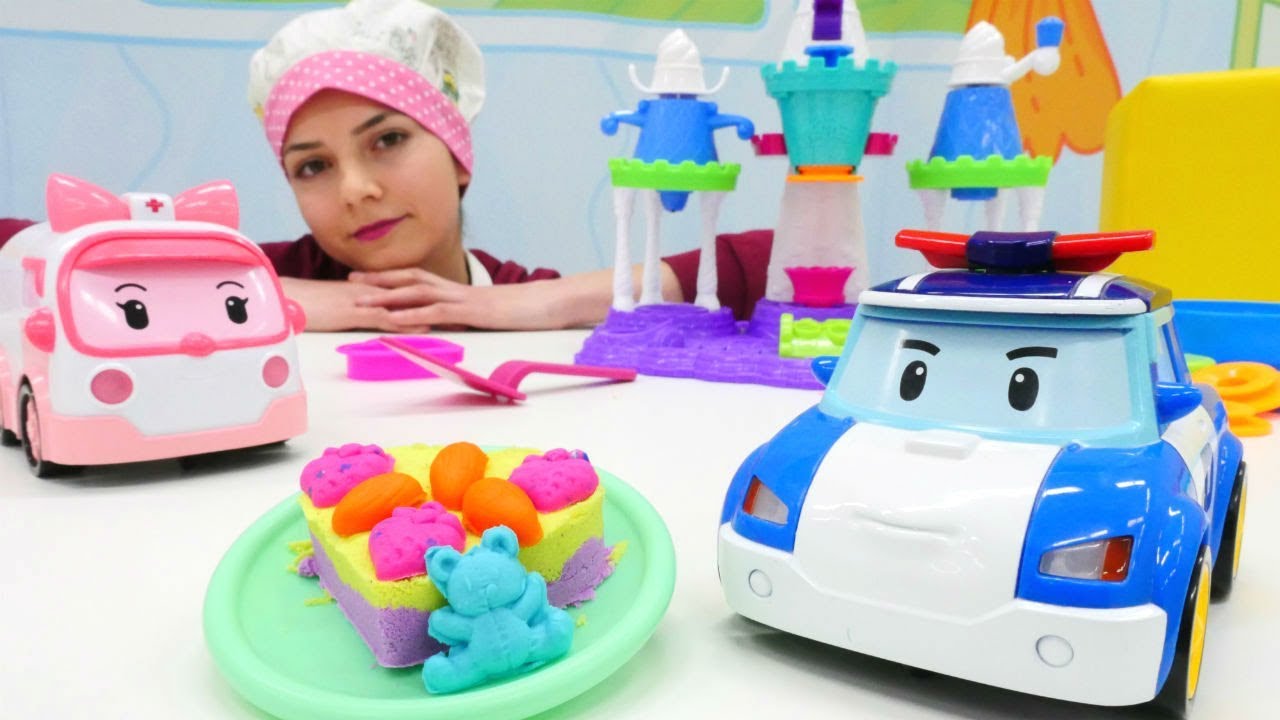 Amber�in doğum günü. Robocar Poli pasta yapıyor. YouTube