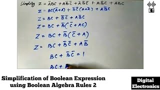 Simplification of Boolean Expression using Boolean Algebra Rules | Important Question 2