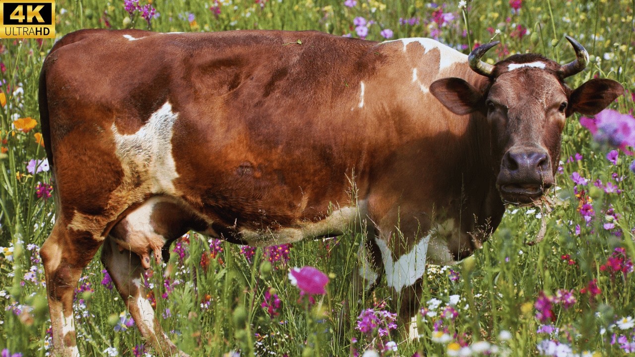 Relaxing 4K Countryside Cows 🐄 Grazing & Mooing 🎶 | Calming Nature Sounds 🌿 for Stress Relief 😌
